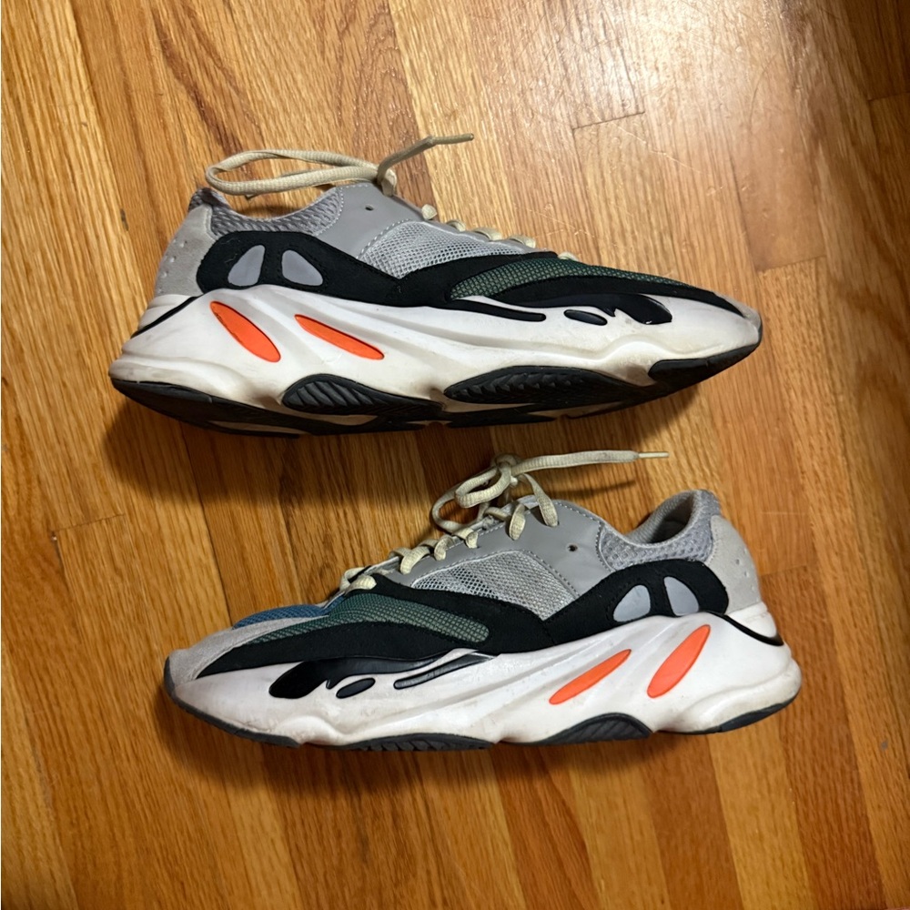 Yeezy Athletic Shoes in Gray, Black, and Orange
